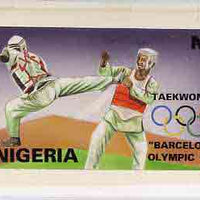 Nigeria 1992 Barcelona Olympic Games (1st issue) - original hand-painted artwork for N2 value (Taekwondo) as issued stamp by G O Akinola, on board 8.5"x5" endorsed A4