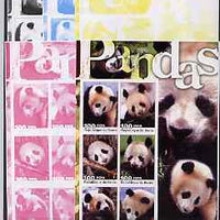 Benin 2003 Pandas large sheetlet containing set of 6 values - the set of 5 imperf progressive proofs comprising the 4 individual colours plus all 4-colour composite, unmounted mint