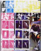 Benin 2003 Penguins large sheetlet containing set of 6 values - the set of 5 imperf progressive proofs comprising the 4 individual colours plus all 4-colour composite, unmounted mint
