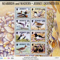 Jersey 1997-99 Seabirds & Waders perf m/sheet #1 containing 8 values (1p, 10p, 15p, 20p, 24p, 37p, 75p & £2) unmounted mint SG MS 806a