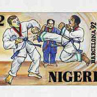 Nigeria 1992 Barcelona Olympic Games (1st issue) - original hand-painted artwork for N2 value (Taekwondo) by Godrick N Osuji, on card 9"x5" endorsed A1