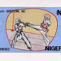 Nigeria 1992 Barcelona Olympic Games (1st issue) - original hand-painted artwork for N2 value (Taekwondo) by NSP&MCo Staff Artist Clement O Ogbebor, on card 9"x5"