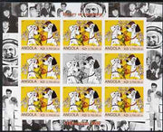 Angola 2000 Millennium 2000 - History of Animation #2 imperf sheetlet containing 8 values plus label unmounted mint. Note this item is privately produced and is offered purely on its thematic appeal (Disney 101 Dalmations with Elv……Details Below