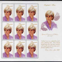 Tanzania 1997 Princess Diana - England's Rose perf sheetlet containing 9 x 250s values unmounted mint