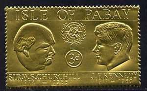 Pabay 1967 Churchill & Kennedy 3d value embossed in gold foil (perf) unmounted mint (Rosen PA60)