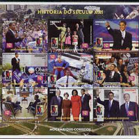 Mozambique 2008 History of the 21st Century perf sheetlet containing 9 values unmounted mint,