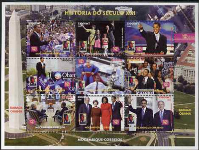 Mozambique 2008 History of the 21st Century perf sheetlet containing 9 values unmounted mint,