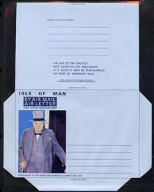 Isle of Man 1974 Churchill Centenary Airletter form inscribed 'ISLE OF MAN', folded on 'fold lines' otherwise pristine unmounted mint