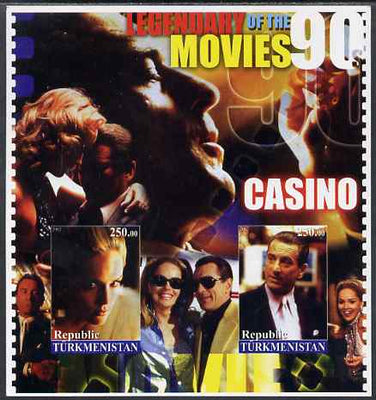 Turkmenistan 2002 Legendary Movies of the '90's - Casino, large imperf sheetlet containing 2 values unmounted mint