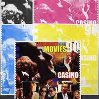 Turkmenistan 2002 Legendary Movies of the '90's - Casino, large sheetlet containing 2 values - the set of 5 imperf progressive proofs comprising the 4 individual colours plus all 4-colour composite, unmounted mint