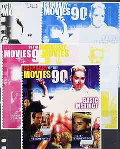 Turkmenistan 2002 Legendary Movies of the '90's - Basic Instinct, large sheetlet containing 2 values - the set of 5 imperf progressive proofs comprising the 4 individual colours plus all 4-colour composite, unmounted mint