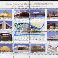 Spain 1992 Expo 92 perf sheetlet containing 12 x 27p values plus 4 labels unmounted mint SG 3160a