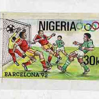 Nigeria 1992 Barcelona Olympic Games (2nd issue) - original hand-painted artwork for 30k value (Football) by Godrick N Osuji on card 7"x4"