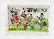 Nigeria 1992 Barcelona Olympic Games (2nd issue) - original hand-painted artwork for 30k value (Football) by Godrick N Osuji on card 7"x4"