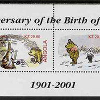 Angola 2001 Birth Centenary of Walt Disney perf sheetlet containing 4 values (Winnie the Pooh) unmounted mint. Note this item is privately produced and is offered purely on its thematic appeal