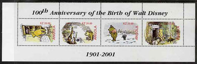 Angola 2001 Birth Centenary of Walt Disney perf sheetlet containing 4 values (Winnie the Pooh) unmounted mint. Note this item is privately produced and is offered purely on its thematic appeal