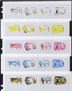 Angola 2001 Birth Centenary of Walt Disney sheetlet containing 4 values (Winnie the Pooh) the set of 5 imperf progressive proofs comprising the various colour combinations plus all 4-colour composite, unmounted mint