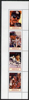 Angola 2001 American Sports Stars perf sheetlet containing 4 values (Nascar, Baseball, Ice Hockey & Basketball) unmounted mint