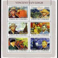 Comoro Islands 2008 Vincent Van Gogh perf sheetlet containing 6 values unmounted mint