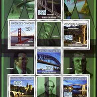 Comoro Islands 2009 Famous Bridges perf sheetlet containing 6 values unmounted mint Michel 2217-22