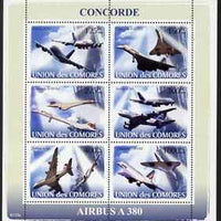 Comoro Islands 2008 Concorde & Airbus perf sheetlet containing 6 values unmounted mint Michel 1925-30