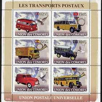 Comoro Islands 2008 Postal Vehicles perf sheetlet containing 6 values unmounted mint Michel 1813-18