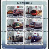 Comoro Islands 2008 Metro Trains perf sheetlet containing 6 values unmounted mint Michel 1862-67