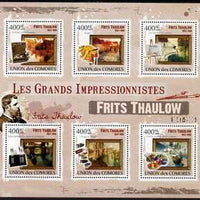 Comoro Islands 2009 Impressionists - Frits Thaulow perf sheetlet containing 6 values unmounted mint