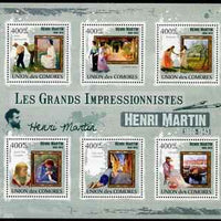 Comoro Islands 2009 Impressionists - Henri Martin perf sheetlet containing 6 values unmounted mint