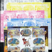 Mali 2010 Oliver & Company with Olympic Rings, sheetlet containg 4 values x 2 plus,the set of 5 imperf progressive proofs comprising the 4 individual colours plus all 4-colour composite, unmounted mint