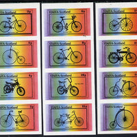 Staffa 1977 Bicycles complete imperf set of 12 values - 3 strips of 4 (2p to £1) unmounted mint