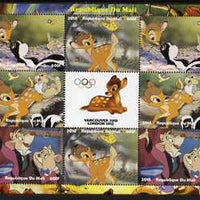 Mali 2010 Bambi with Olympic Rings, perf sheetlet containg 4 values x 2 plus label, unmounted mint. Note this item is privately produced and is offered purely on its thematic appeal