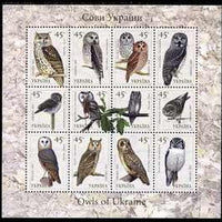 Ukraine 2003 Owls perf sheetlet contaiing 12 values unmounted mint SG MS 498