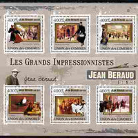 Comoro Islands 2009 The Impressionists - Jean Beraud perf sheetlet containing 6 values unmounted mint