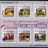 Comoro Islands 2009 The Impressionists - Luis Jimenez Aranda perf sheetlet containing 6 values unmounted mint