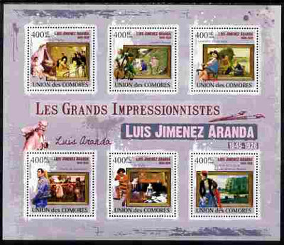 Comoro Islands 2009 The Impressionists - Luis Jimenez Aranda perf sheetlet containing 6 values unmounted mint