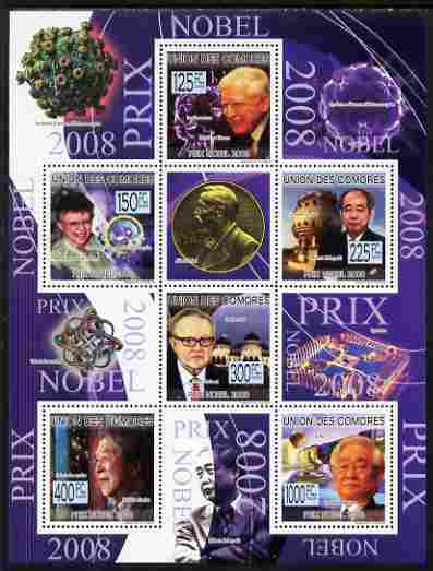 Comoro Islands 2009 Nobel Prize Winners of 2008 perf sheetlet containing 6 values unmounted mint, Michel 2266-71