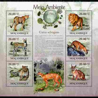Mozambique 2010 The Environment - Wild Cats large perf sheetlet containing 6 vaues unmounted mint Michel 3566-71