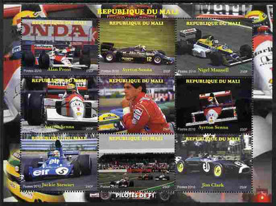 Mali 2010 Formula 1 perf sheetlet containing 9 values unmounted mint. Note this item is privately produced and is offered purely on its thematic appeal