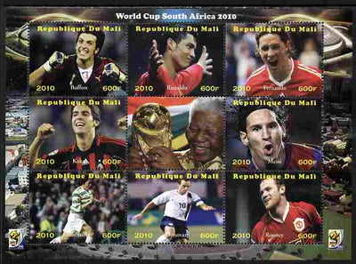 Mali 2010 Football World Cup perf sheetlet containing 9 values unmounted mint. Note this item is privately produced and is offered purely on its thematic appeal