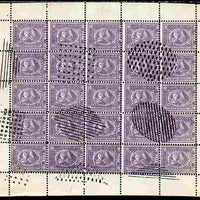 Egypt 1874-75 Sphinx & Pyramid issue Spiro Forgery complete perf sheet of 25 x 10pa grey-lilac 'used'