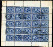 Egypt 1874-75 Sphinx & Pyramid issue Spiro Forgery complete perf sheet of 25 x 20pa grey-blue 'used'