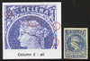St Helena Forgery 6d blue by David Cohn (West type 2) imperf single from column 2 - identified by dot in front of St, frame breaks etc