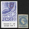 St Helena Forgery 6d blue by David Cohn (West type 2) imperf single from column 5 - identified by white flaw behind chignon