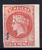 St Helena Forgery 6d red from the Fournier Album (West type 9) imperf with FAUX handstamp, one of the very best St Helena forgeries