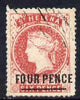 St Helena Forgery 4d on 6d red by Spiro Brothers (West type 1) 'used' single. (Please note: we have a modest stock of this item so the one you receive may not be identical to the one scanned)