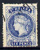 St Helena Forgery 6d blue by Spiro Brothers (West type 1) 'used' single. (Please note: we have a modest stock of this item so the one you receive may not be identical to the one scanned)