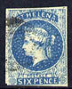 St Helena Forgery 6d blue by Oneglia (West type 4 lithographed) 'used' single. (Please note: we have a modest stock of this item so the one you receive may not be identical to the one scanned)