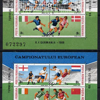Rumania 1988 Football European Championship set of 8 contained within 2 m/sheets, Mi BL 241-42