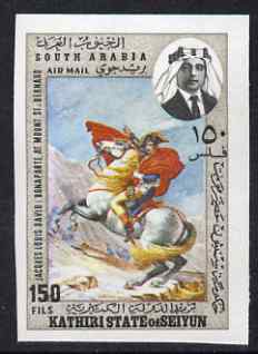 Aden - Kathiri 1968 Napoleon on Horseback Crossing the St Bernard Pass by David 150f imperf unmounted mint Mi 223B